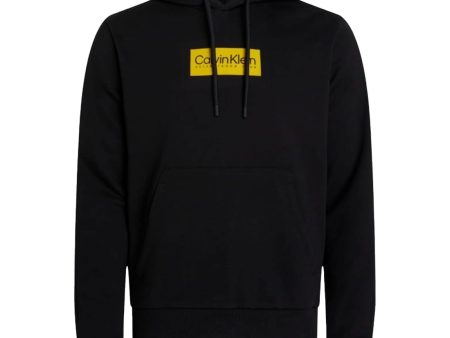 Felpa Uomo Calvin Klein Raised Rubber Logo Hoodie Nero Cheap