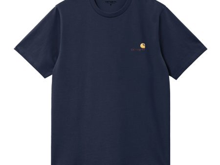 Carhartt Wip American Script Tee Air Force Blue on Sale