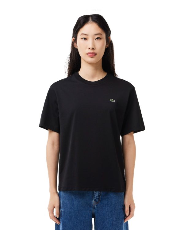 T-Shirt Donna Lacoste Classic Logo Nero For Discount