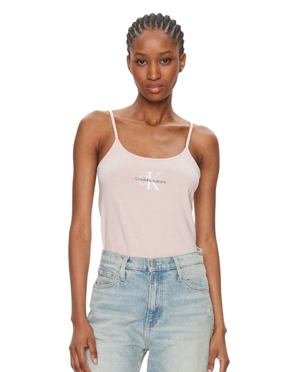 Calvin Klein Monologo Strappy Tank Top Rosa For Sale