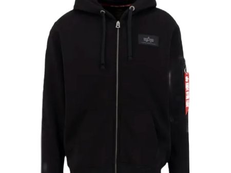 Felpa Uomo Alpha Industries Back Print Zip Hoody Nero Discount