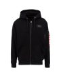 Felpa Uomo Alpha Industries Back Print Zip Hoody Nero Discount