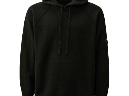 CP Company Lambswool Grs Waffle Hooded Knit Black Sale