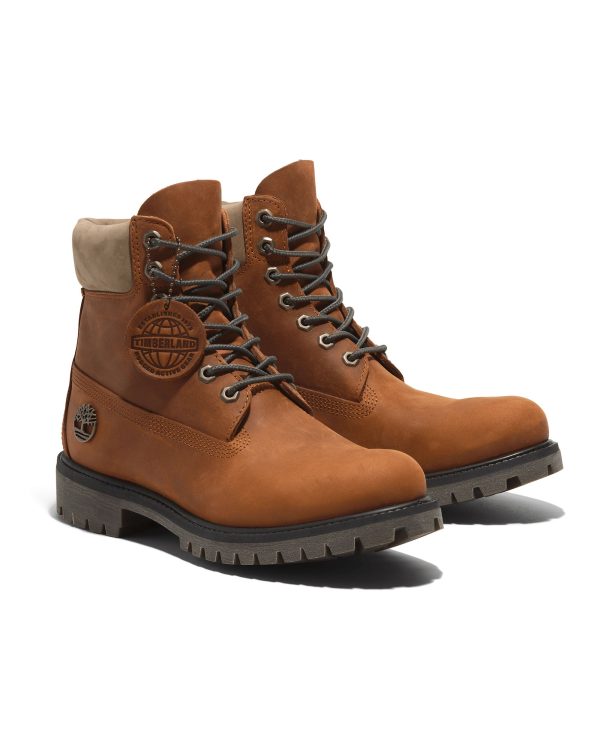 Timberland Premium 6 Inch Lace Up Waterproof Boot Medium Orange Full Grain Supply