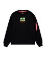 Felpa Uomo Alpha Industries Satin Logo Sweater Nero For Discount