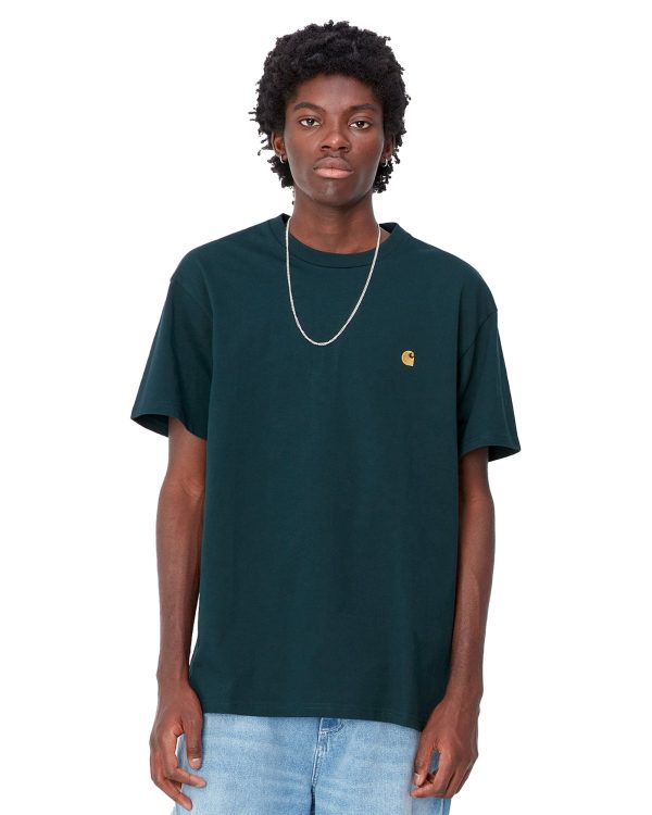 Carhartt Wip Chase T-shirt Duck Blue-Gold For Cheap