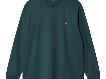 Carhartt Wip L-S Chase T-shirt Duck Blue-Gold Sale