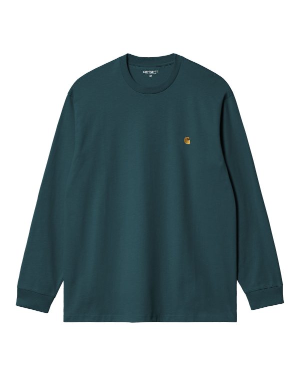 Carhartt Wip L-S Chase T-shirt Duck Blue-Gold Sale