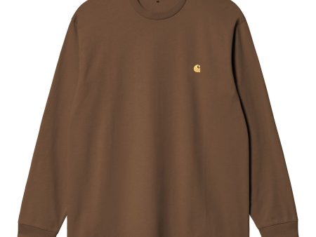 Carhartt Wip L-S Chase T-shirt Chocolate-Gold Hot on Sale