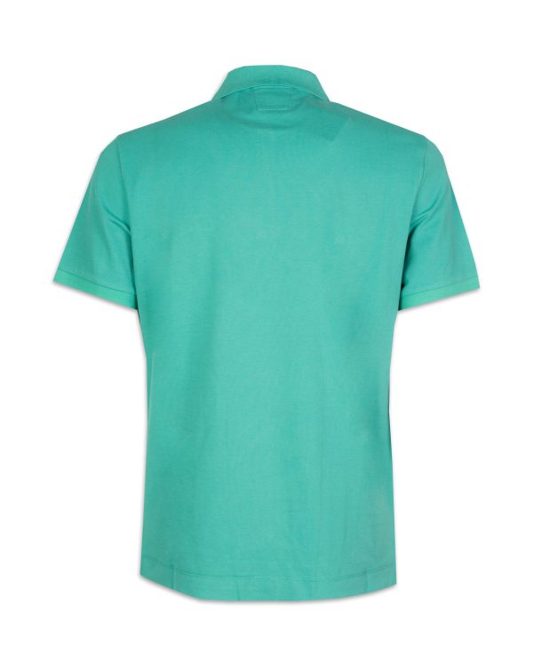 Polo Uomo CP Company Stretch Piquet Slim Zipped Polo Shirt Frosty Spruce Online now