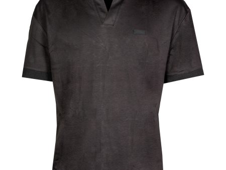 Polo Uomo Calvin Klein Smooth Cotton Open Placket Nero Cheap